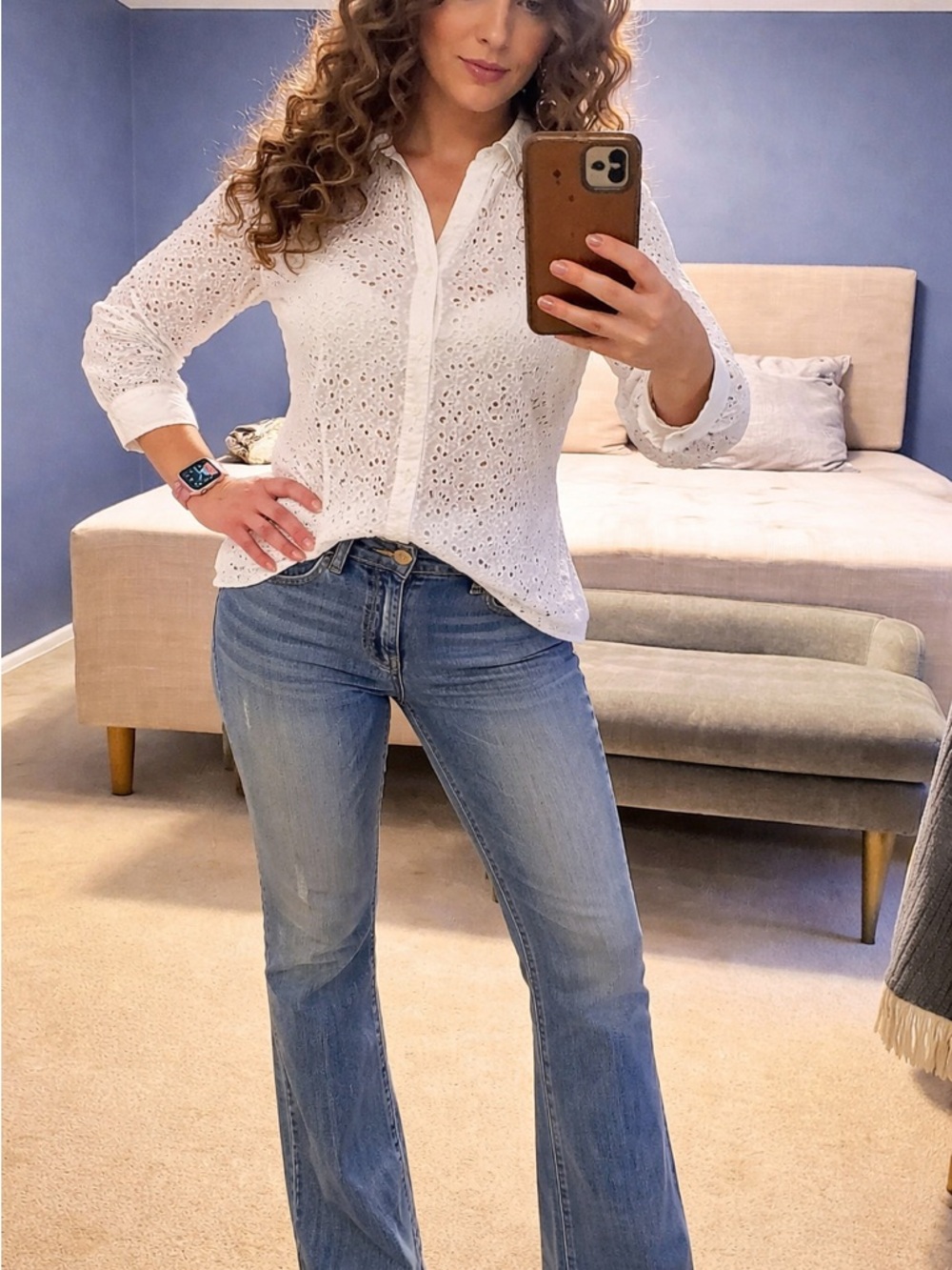 Elegant White Eyelet Blouse